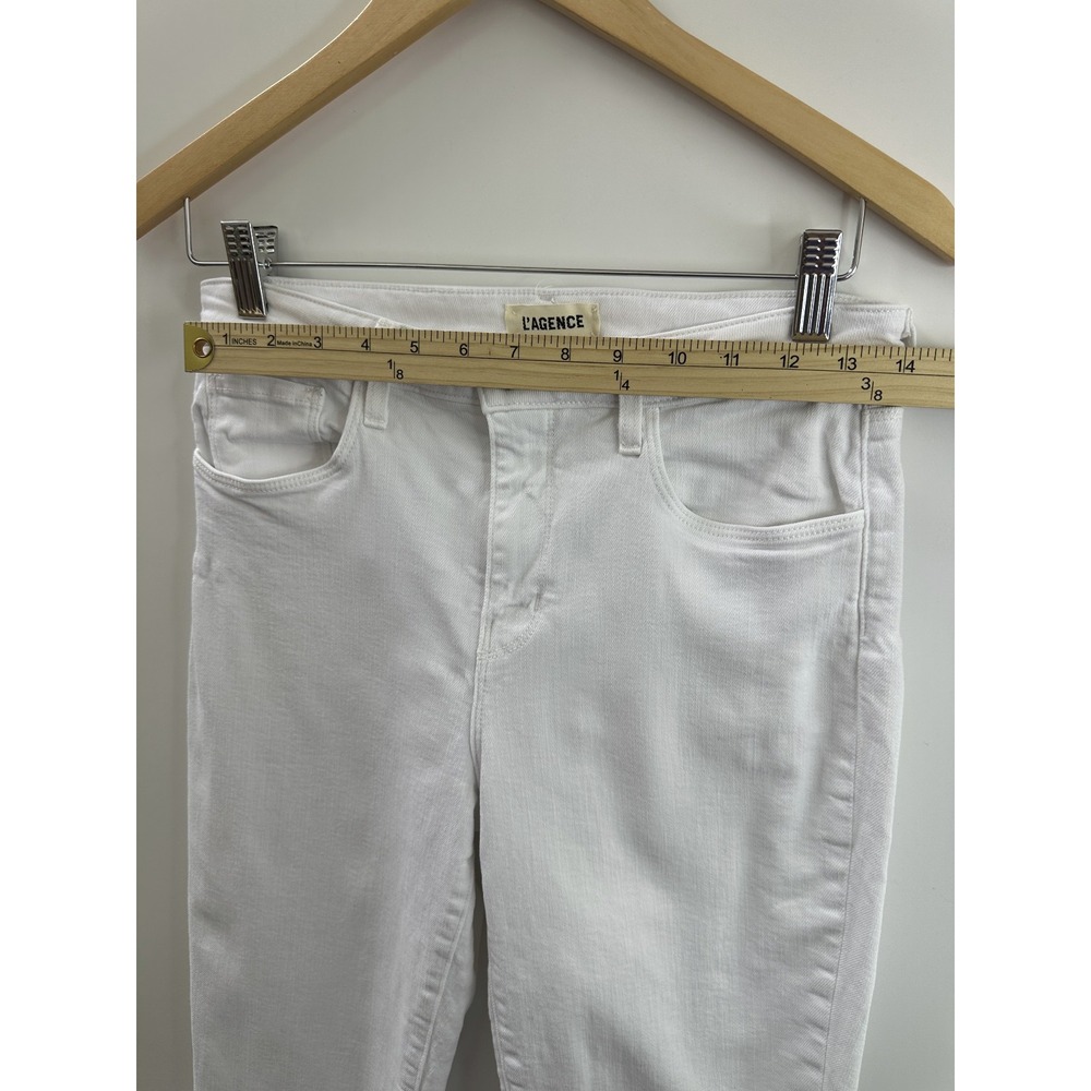 L'Agence Kendra Cropped Flare Jeans High Rise White Frayed Hem Denim Size 27 - Picture 13 of 16